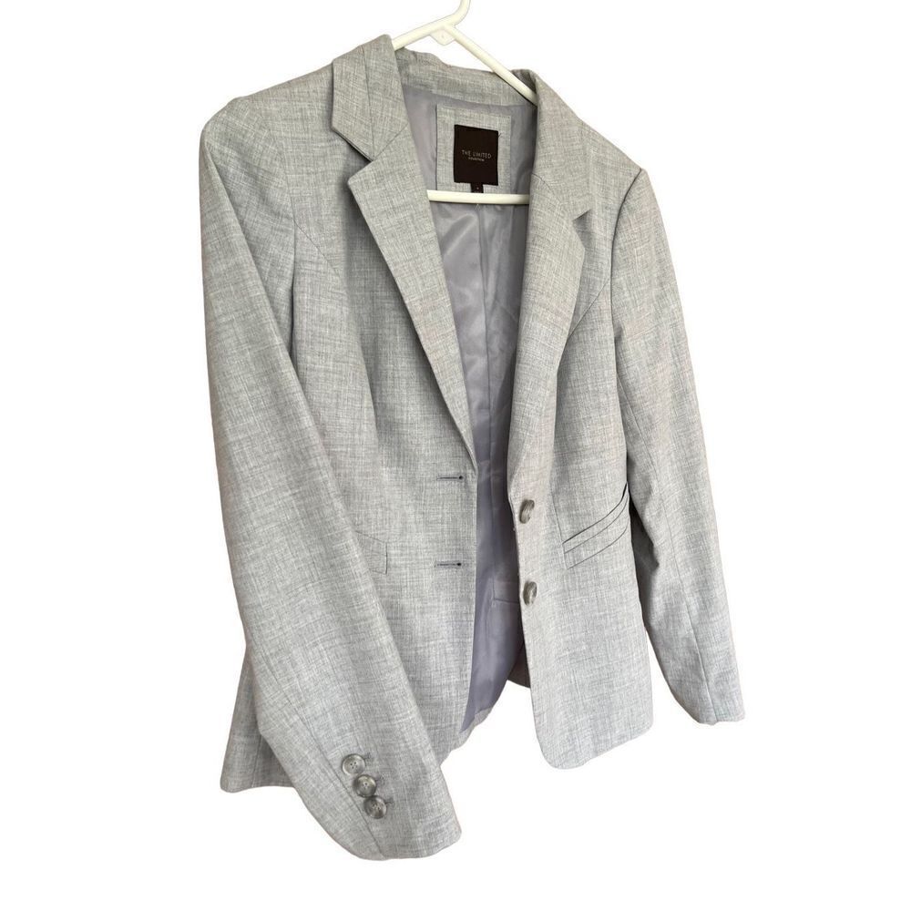 The Limited Collection Womens Gray Notch Lapel 2 Button Blazer Jacket Size 4